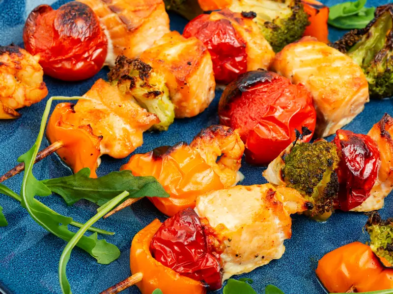 Salmon-Skewers Delicious Salmon Skewers with Honey and Vegetables: A Complete Recipe Guide